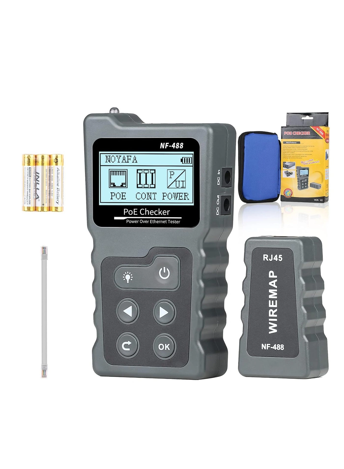 SOLARAE RJ45 Network Cable Tester - Multifunction PoE Ethernet CAT5e/CAT6/CAT6a