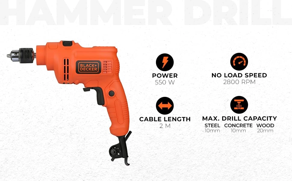 Hammer Percussion Drill - 550W 10mm corded