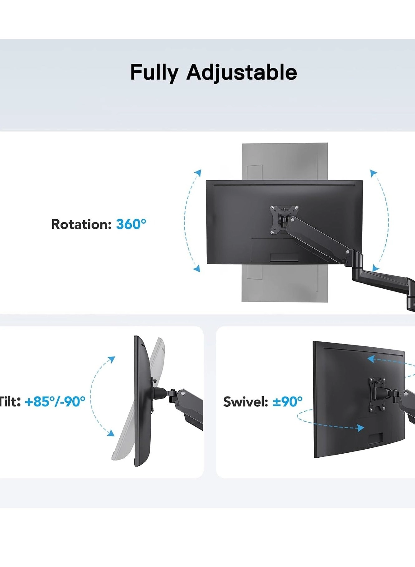 Triple Monitor Desk Mount - 3 32 Inches 75x75mm 100x100mm