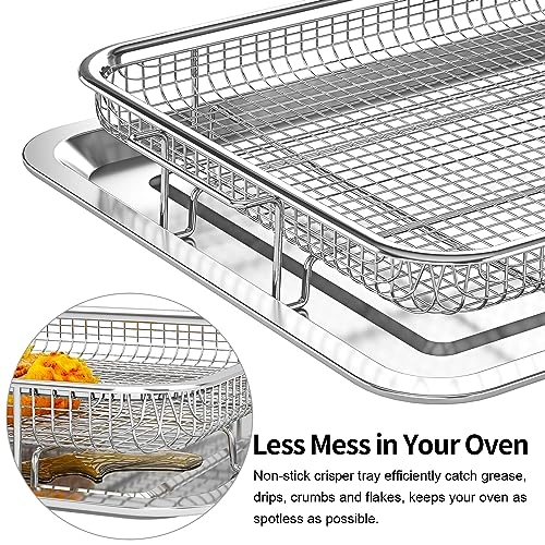 Air Fryer Basket - Stainless Steel 2 Set + Air Fryer Pan + Crisper Tray