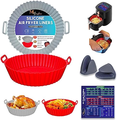 Air Fryer Silicone Liner - 2Pcs Silicone + Mitten - 1Pc + Magnetic Time Chart - 1Pc