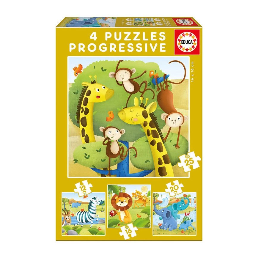 Educa Wild Animals 4-in-1 Puzzle (FG17147) - 12-16-20-25 pcs
