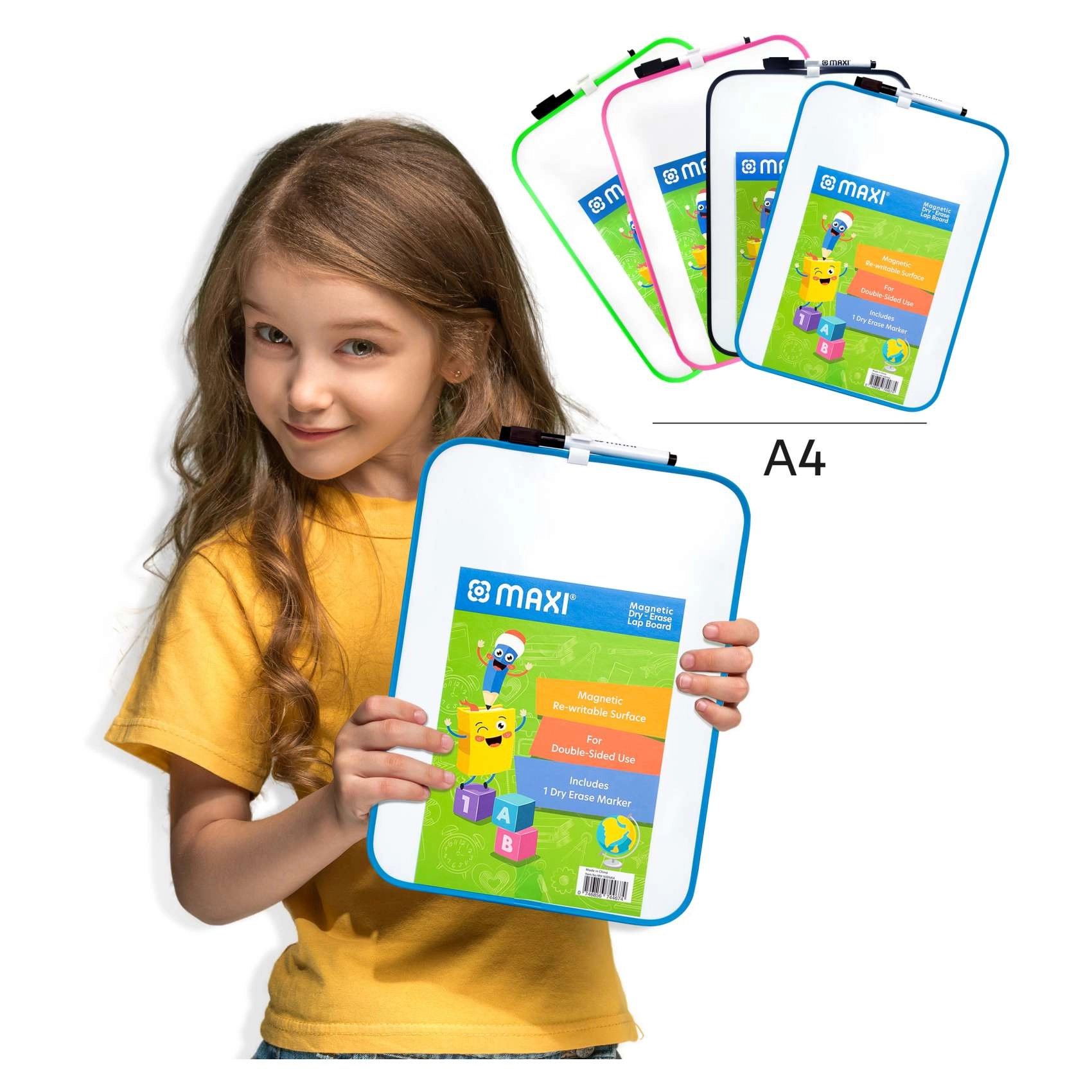 A4 Double Sided Dry-Wipe Whiteboard - Multicolour
