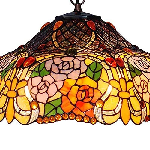 Tiffany Round Chandelier - E27 Colored Peach 30*19cm