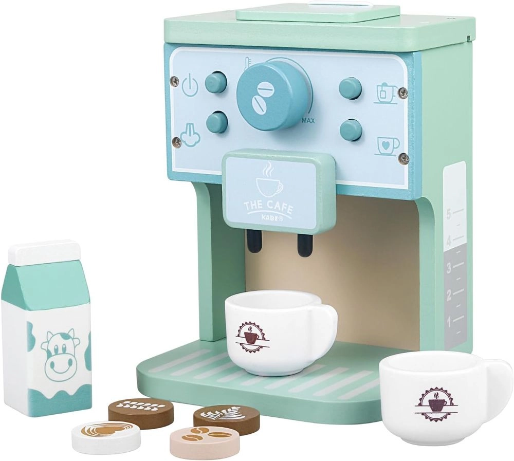 Little Angel Kids Wooden Coffee Maker Pretend Playset - 8pcs (5551007-KABI-0155)