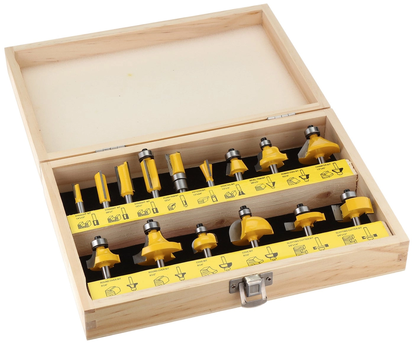 Yonico Router Bit Set - 1/4 Shank
