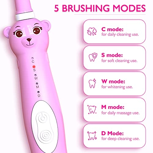 Kids Sonic Electric Toothbrush - Rechargeable 6 Brush Heads 2 Min Timer