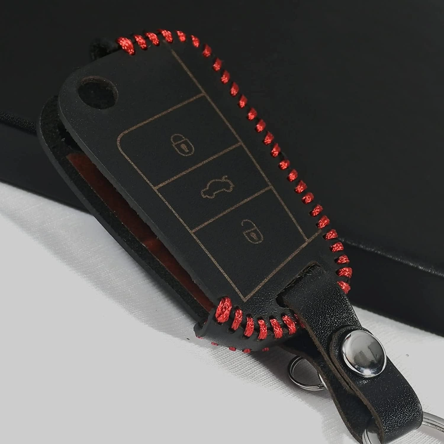 BM ENTERPRISE, BM ENTERPRISE Car Key Cover - Leather Black Key Chain
