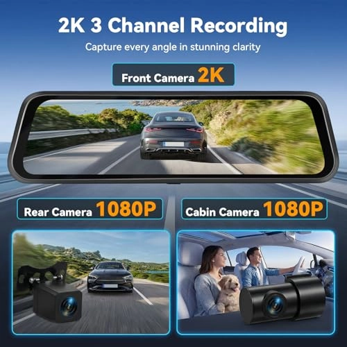 3 Channel Mirror Dash Cam - 2K
