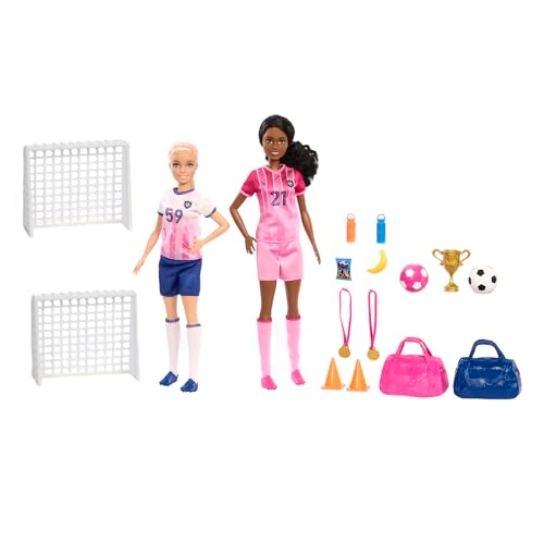 Barbie Careers Soccer Player Playset - 2 Dolls 15 Accessories Ages 3+