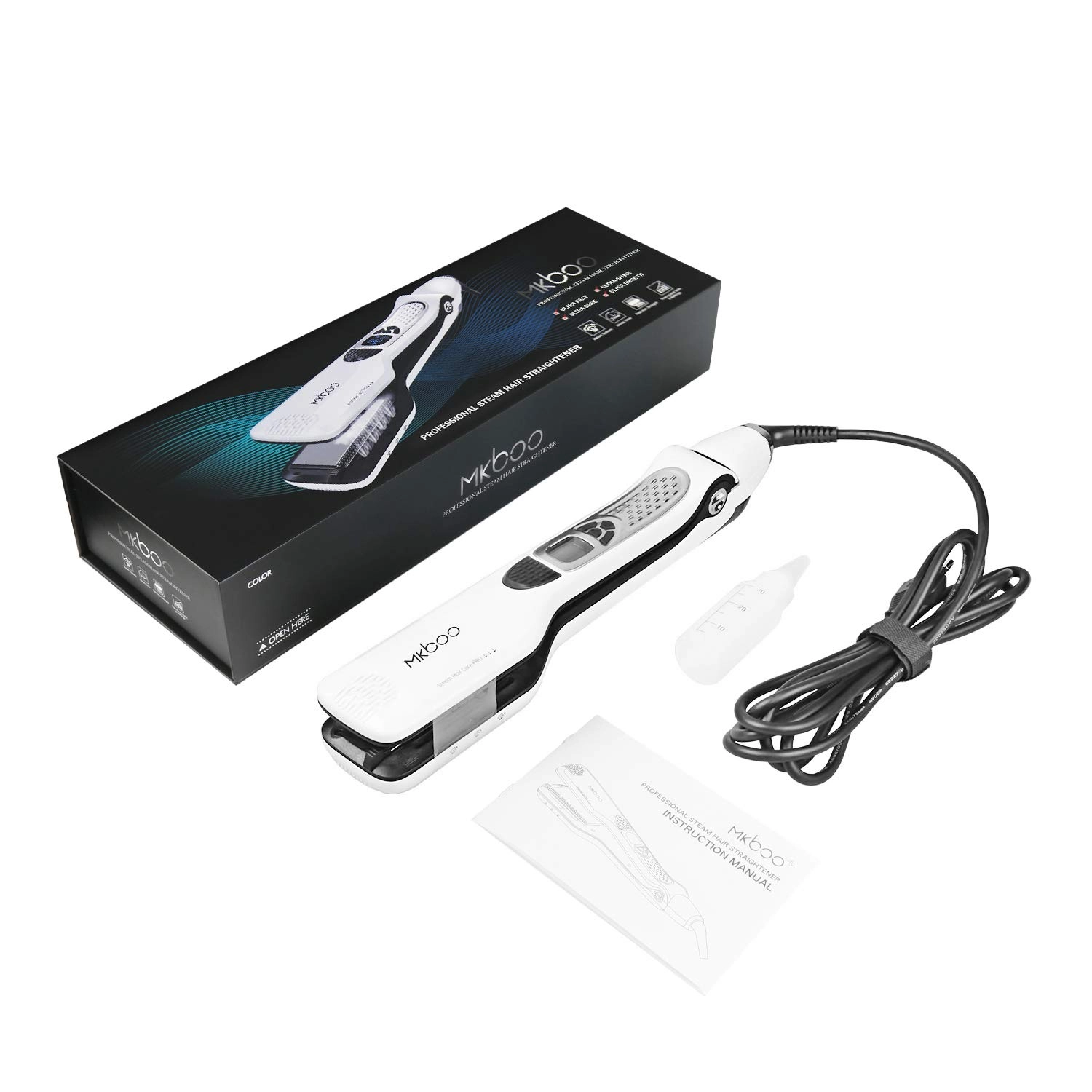 Hair Straightener with Steam - Nano Titanium Ceramic Removable Comb Digital LCD