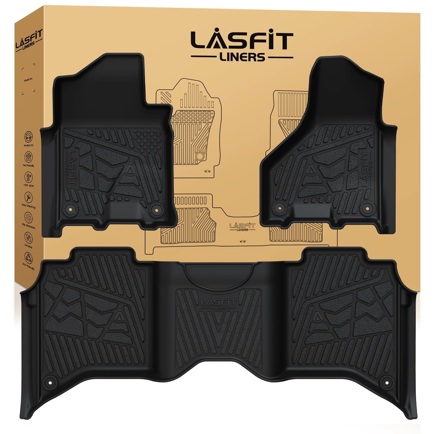 LASFIT Floor Mats - 2500/3500 Crew Cab 2019-2025 2026 Bucket Seat