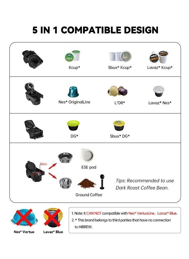 5-in-1 Capsule Espresso Machine & Milk H2B M1A