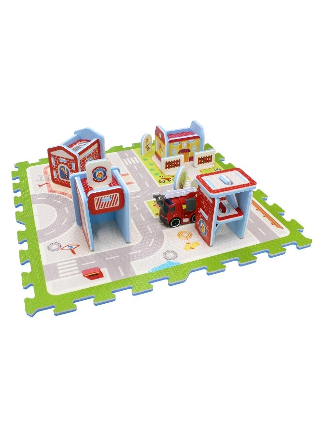 Fire Station Adventure Puzzle Mat - Fire Engine Multicolor