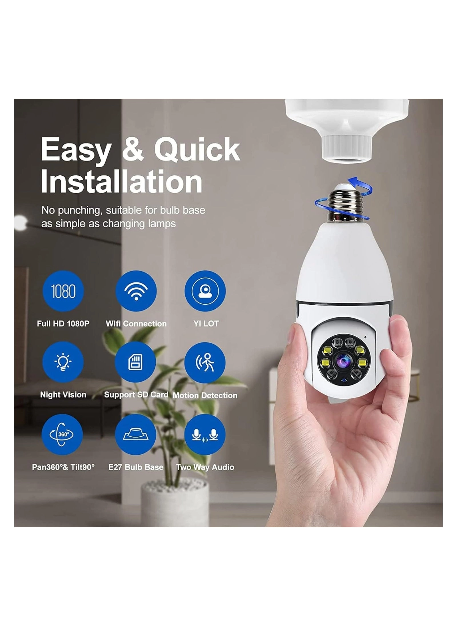 Wireless Light Bulb Camera 1080p Bundle