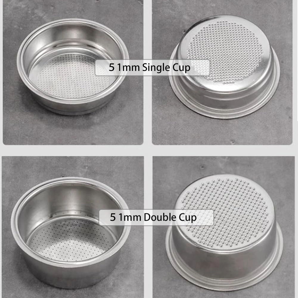 Portafilter Basket (Double Layer) - 51mm Stainless Steel + Portafilter Basket (Single Layer) - 51mm Stainless Steel