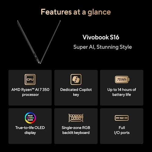 Vivobook S16 M5606KA-DS76 - 16'' Ryzen AI 7 350 16GB DDR5 1TB SSD