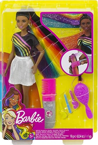 Rainbow Sparkle Hair Doll - 7.5 inches hair Sparkle Gel Comb Ages 5+