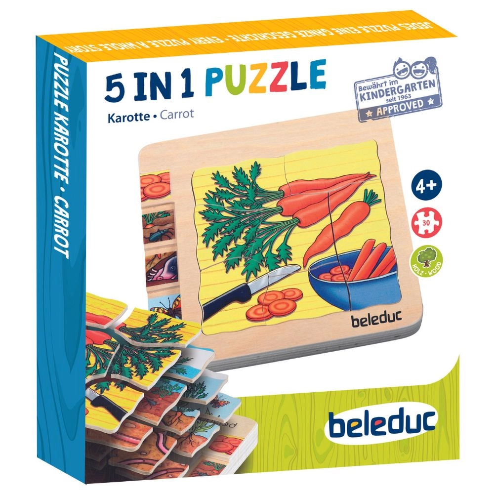 Beleduc 5-In-1 Layer Puzzle Carrot - Suitable for 4 years and above 30 pieces