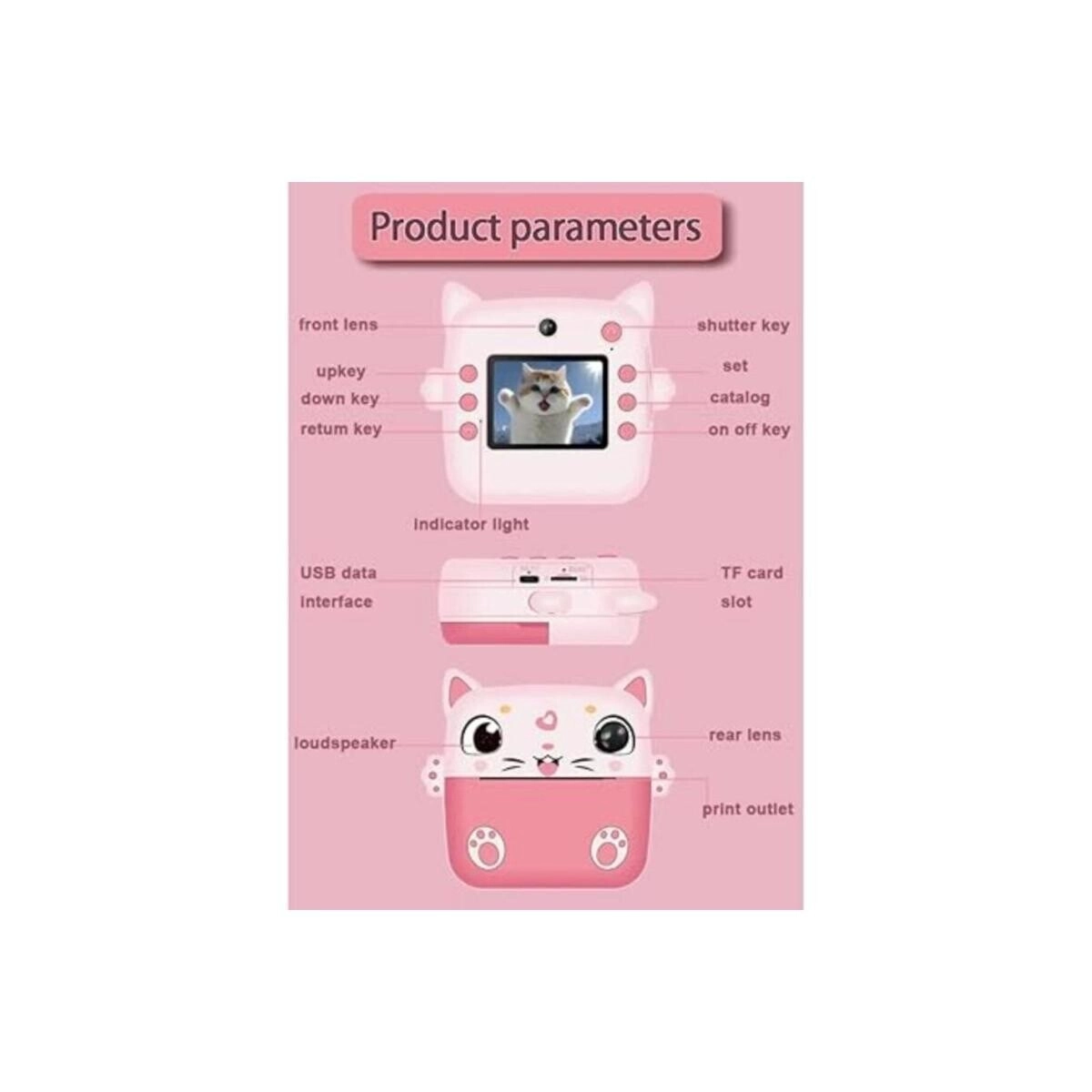 Dual-lens instant print kids camera