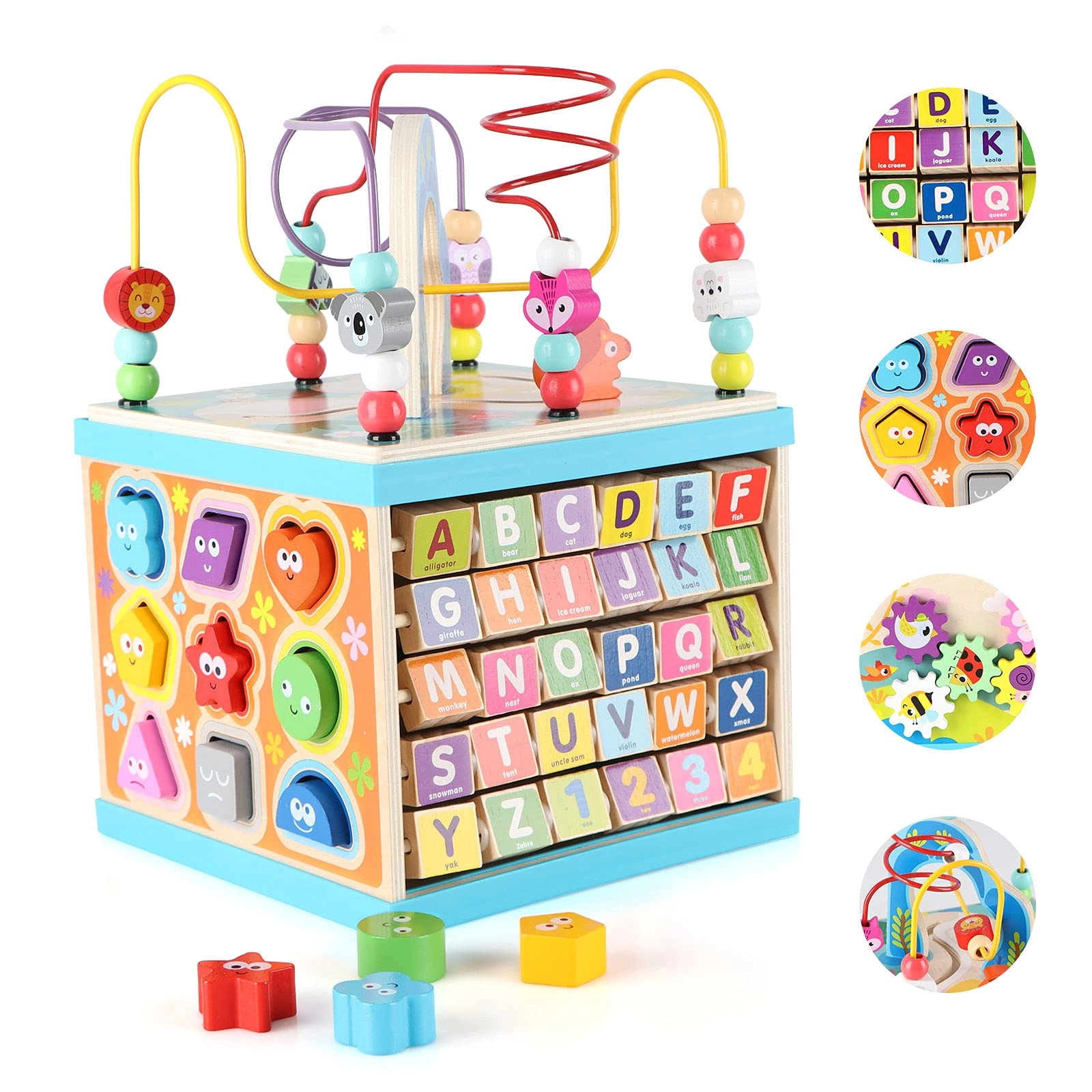 Beauenty Wooden Activity Cube - 12-36 month