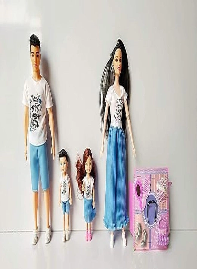 Family Travel Doll Set - 4 Dolls with Accessories Ages 3+