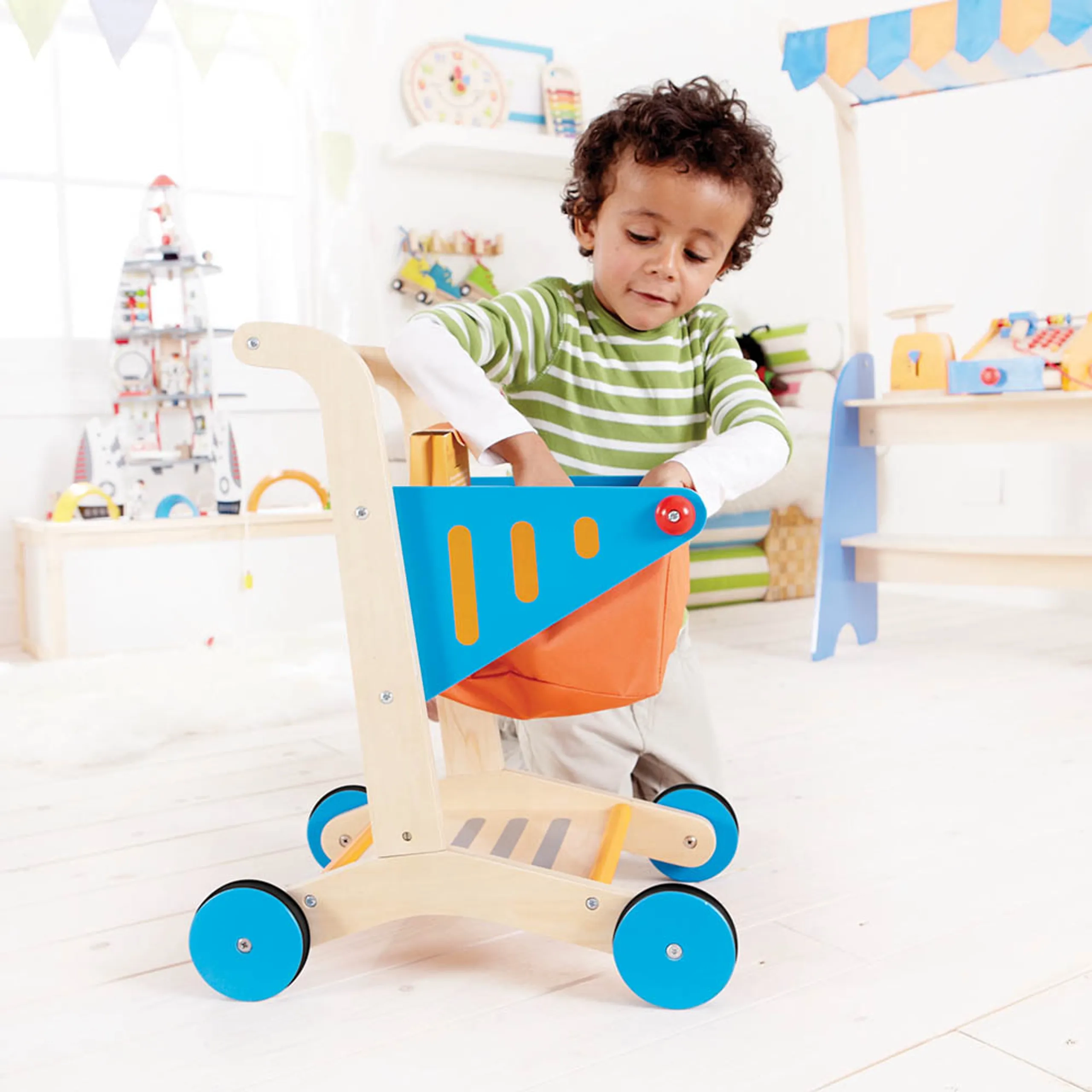 Wooden Shopping Cart Toy - Solid Wood 3 years+