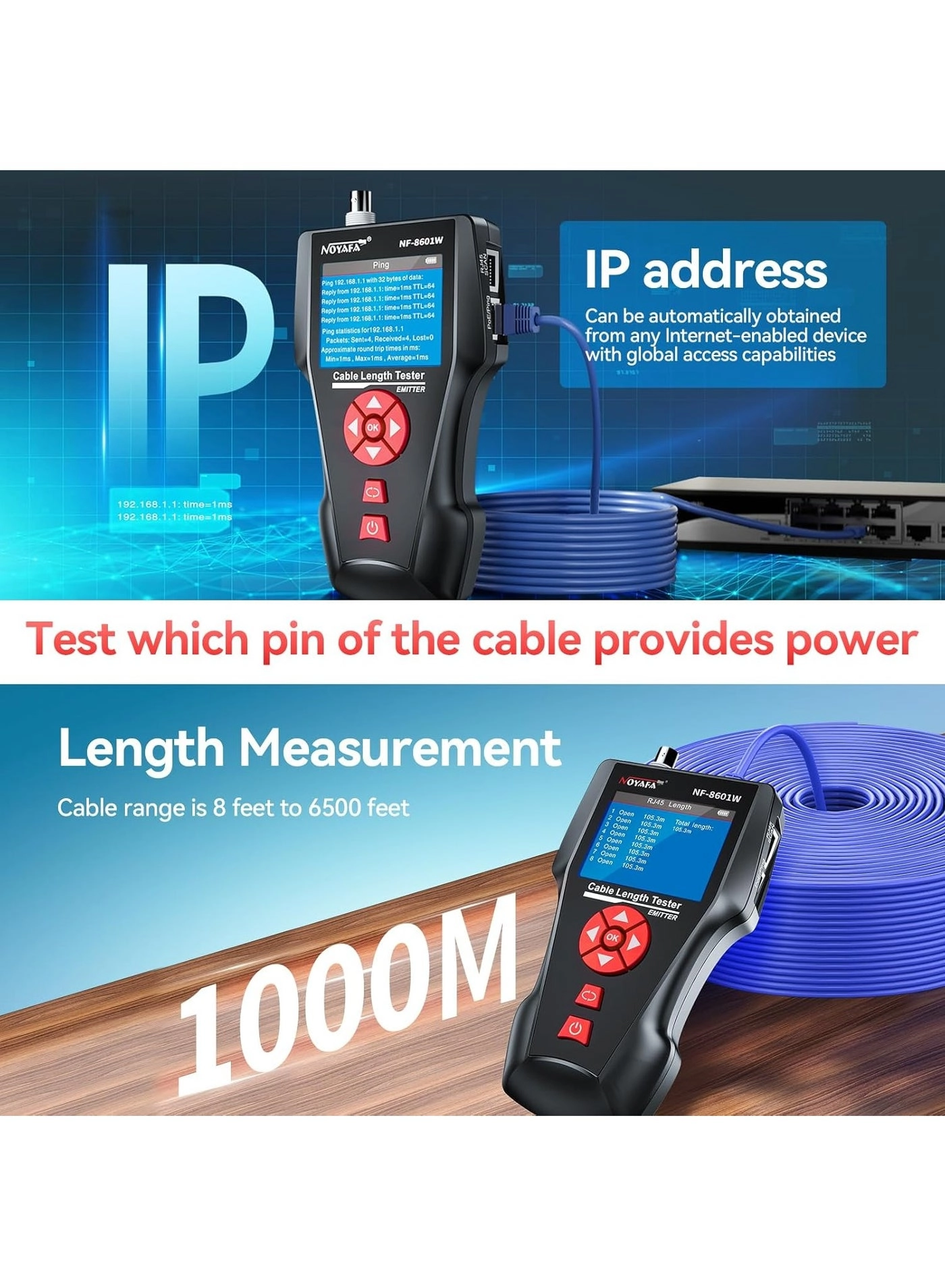 NF-8601W-A - RJ45 RJ11 BNC PING/POE