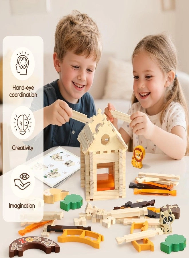 Wooden Building Blocks - Animals 167 pcs