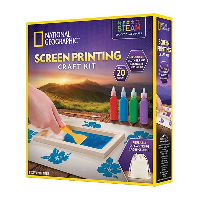 Screen Printing Craft Kit - Interactive 8 Years with Stencils, Paints & Bag