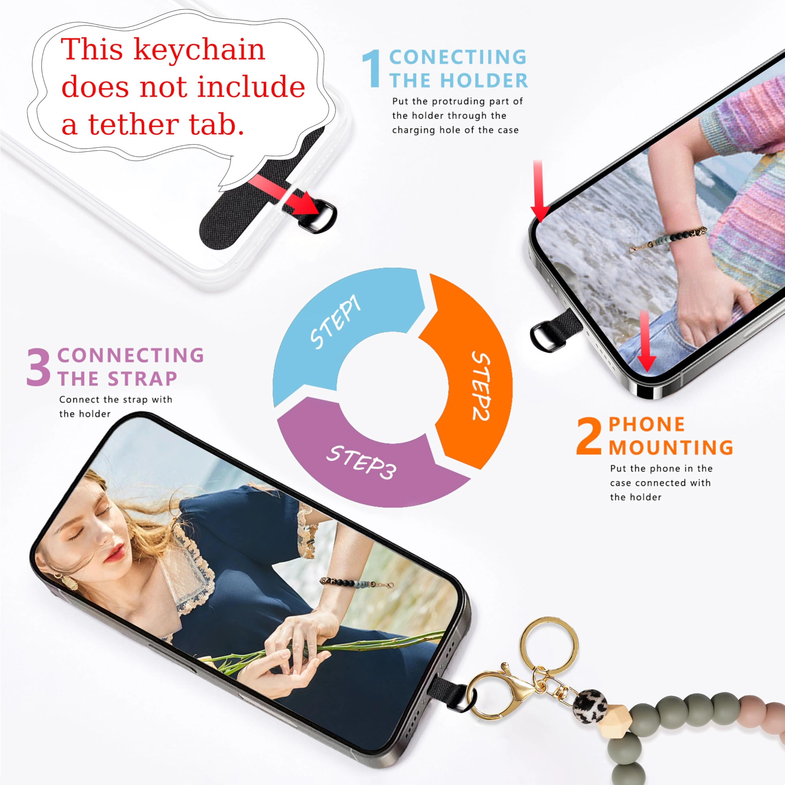 Beaded Keychain Wristlet - crystal keychain