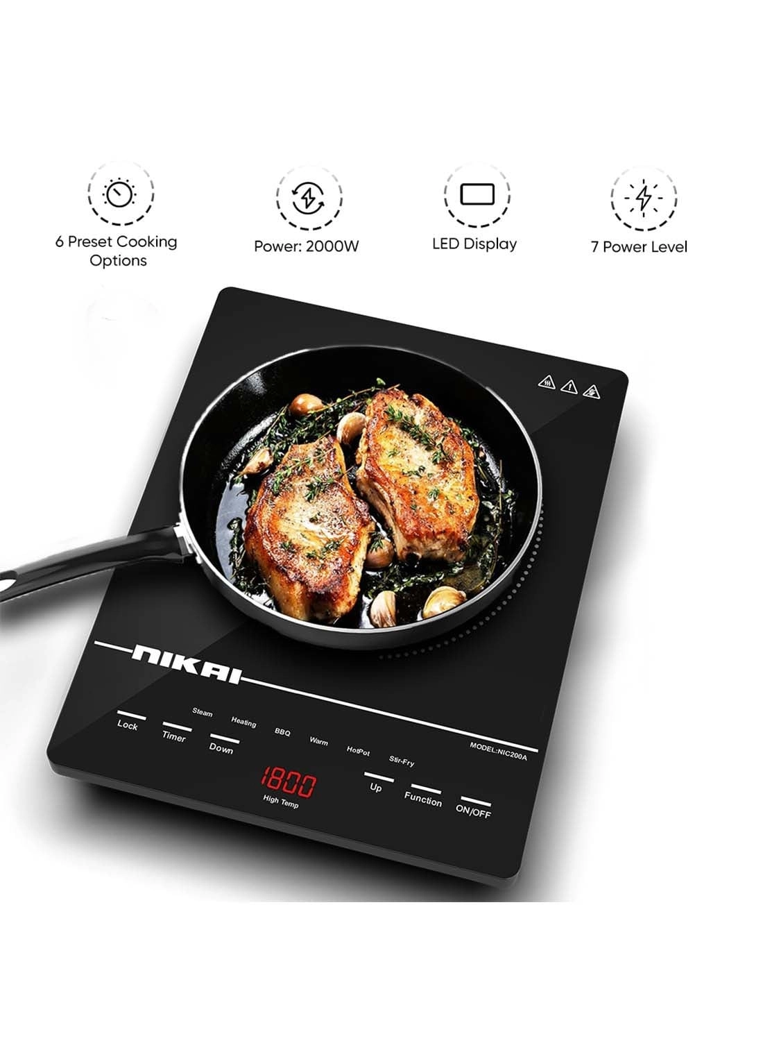 Nikai Infrared Cooker - 2000W Touch Control 6 Preset Temperature Settings