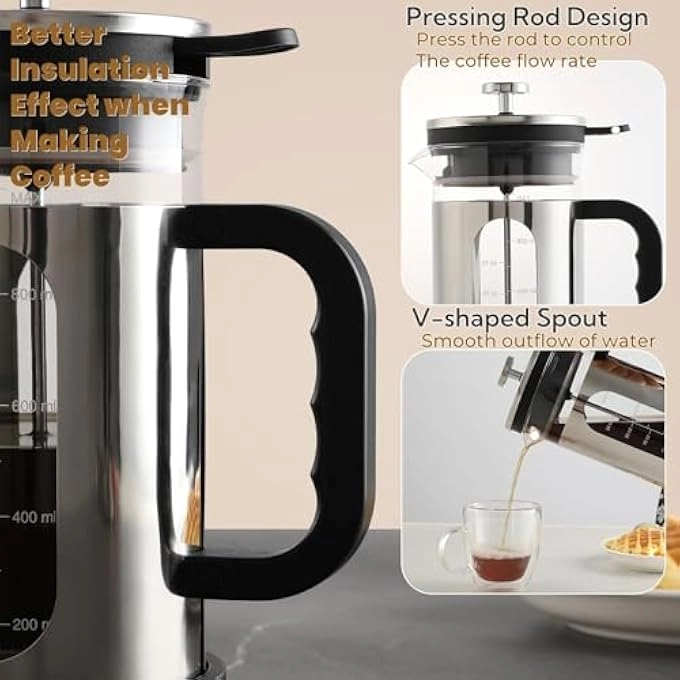 French Press - Borosilicate Glass Reusable Filters