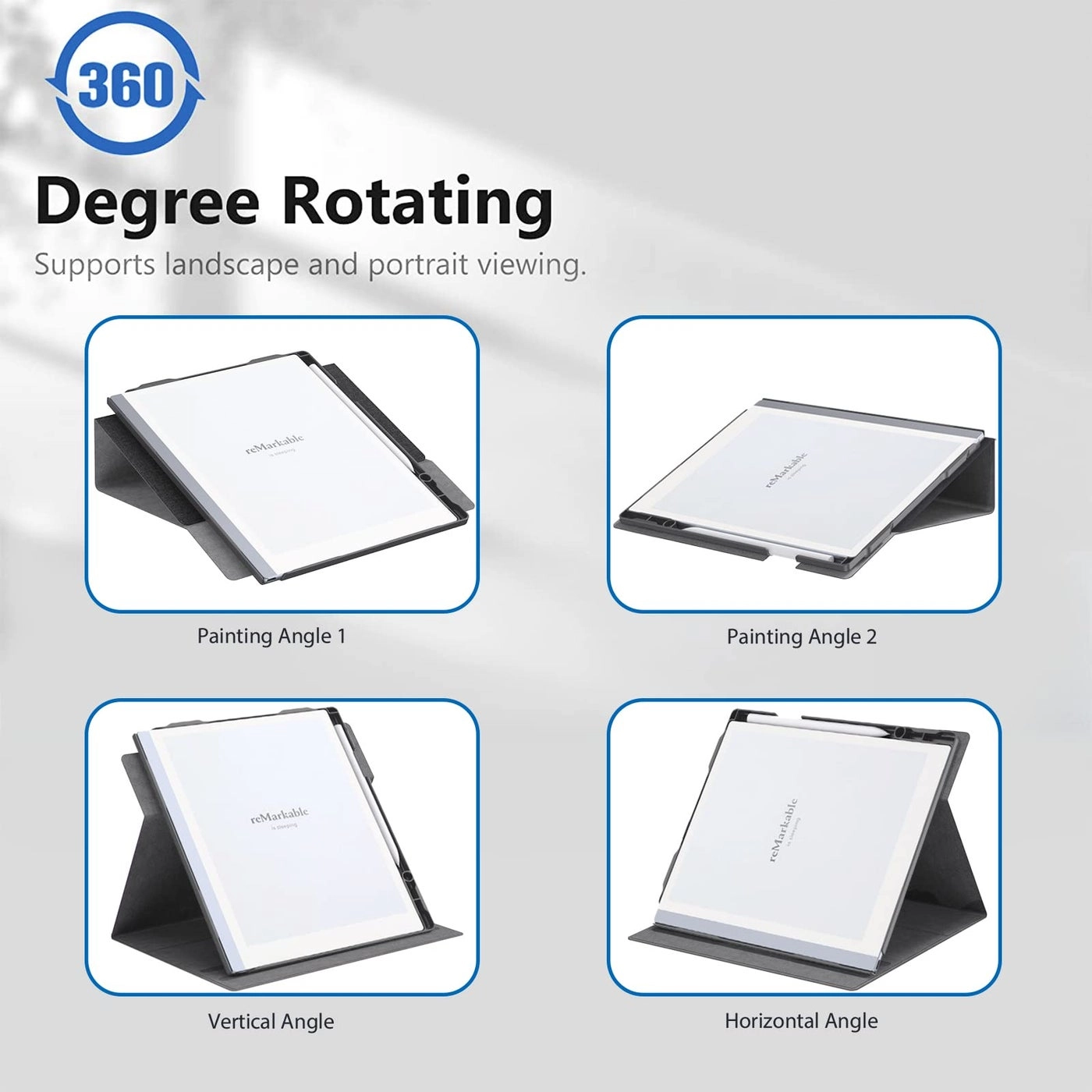 360 Rotating Folio Case with Built-in Pen Holder for Remarkable 2 10.3-inch (2020)