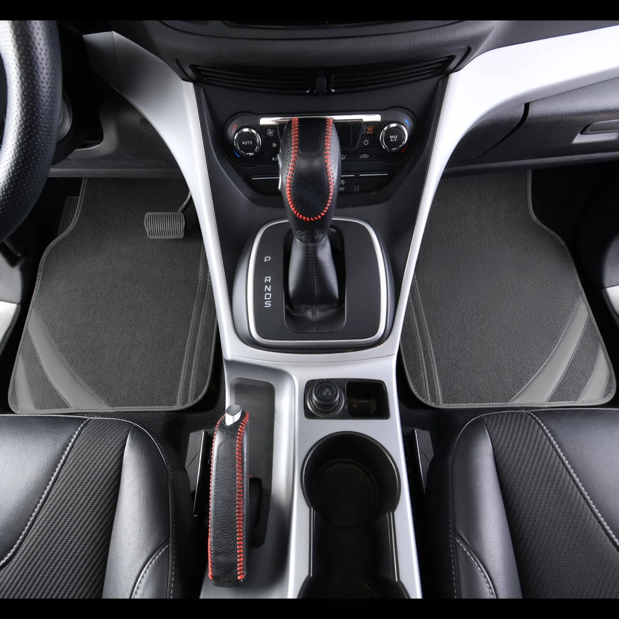 Faux Leather Car Mats - Blue Edge Universal Fit