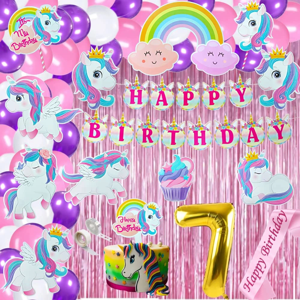 FI - FLICK IN Unicorn Decoration - 72 Pcs Birthday Kit