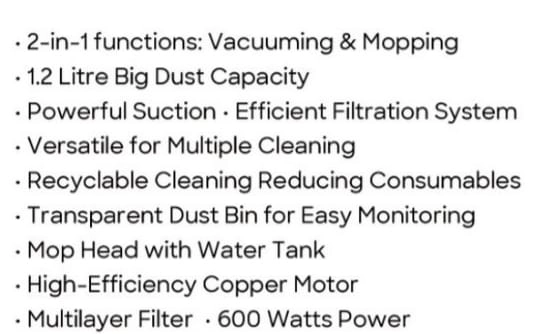 2 in 1 Vacuum Cleaner & Mop
