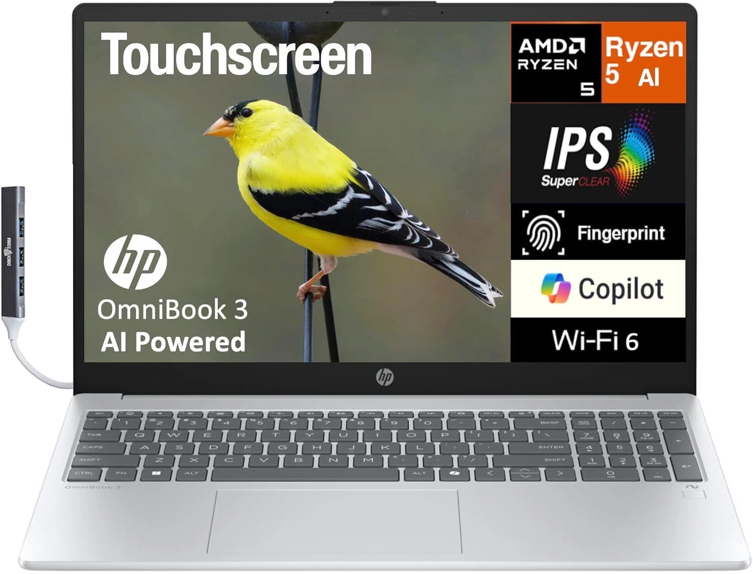 HP OmniBook 3 Copilot+ - 15.6'' Ryzen AI 5 330 16GB DDR5 512GB SSD