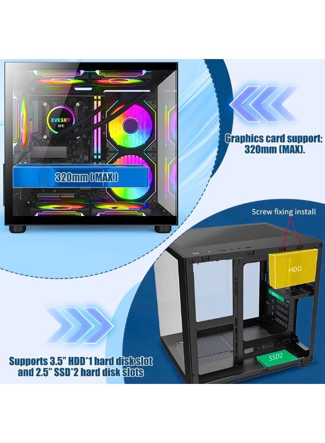 Mini-Tower PC Case - Full Side Glass Mini-ITX/Micro-ATX