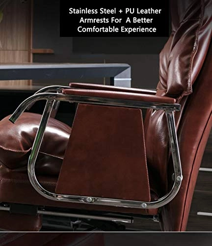 Desk Chair - PU Leather Brown High Back