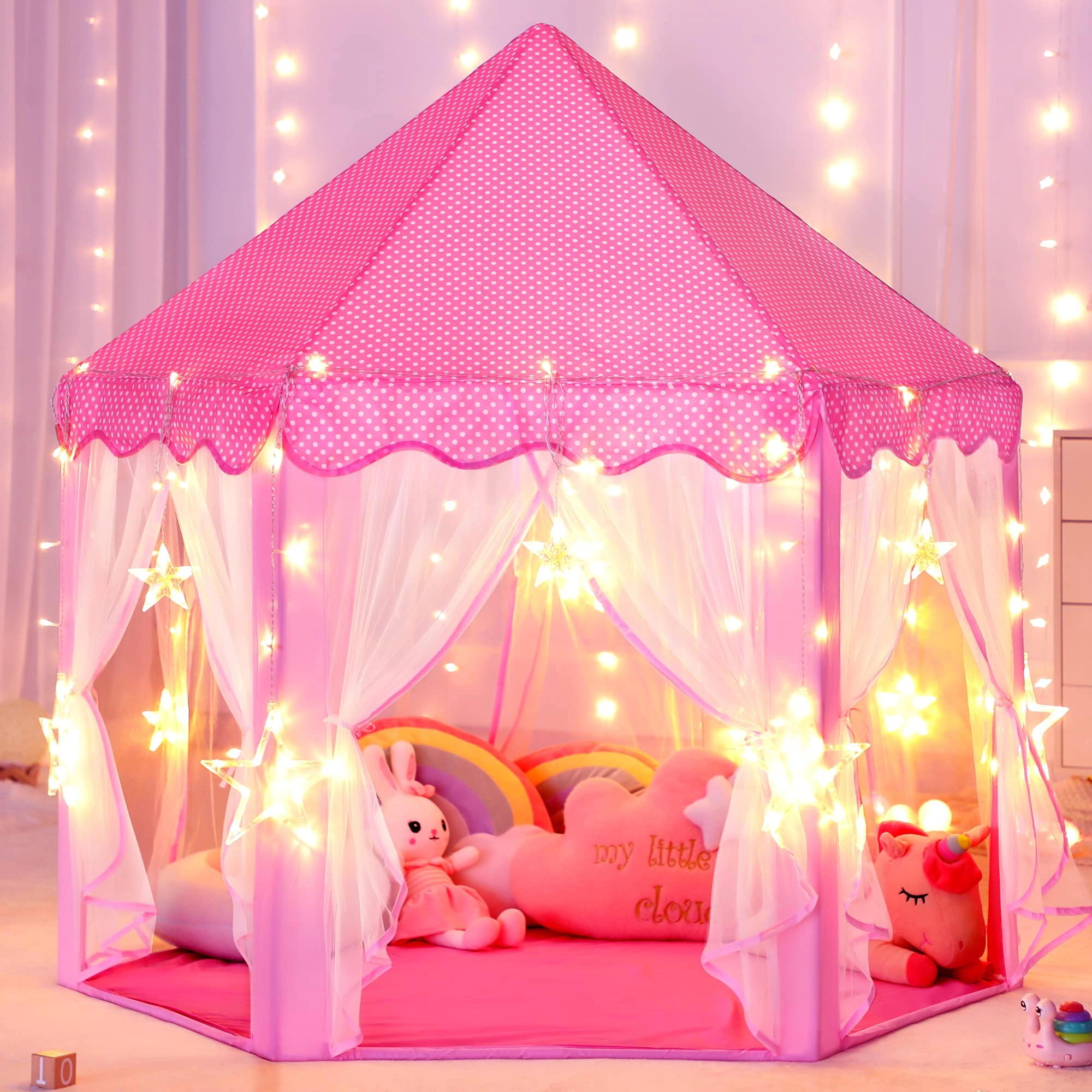 shenzhen zhongshenglong zhuangshi fangshui Co.,Ltd Princess Castle Tent - 52 inches x 48 inches x 52 inches Pink