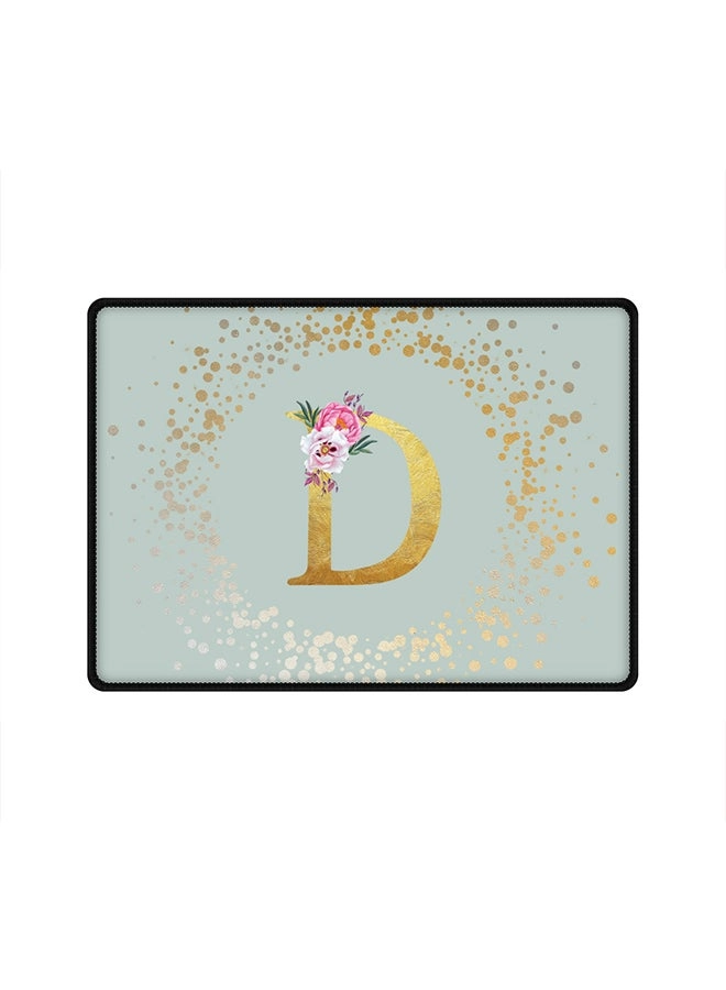 Stylizedd Custom Monogram Initial Letter Floral Pattern D Cloth Gaming Mouse Pad - 35x25 cm