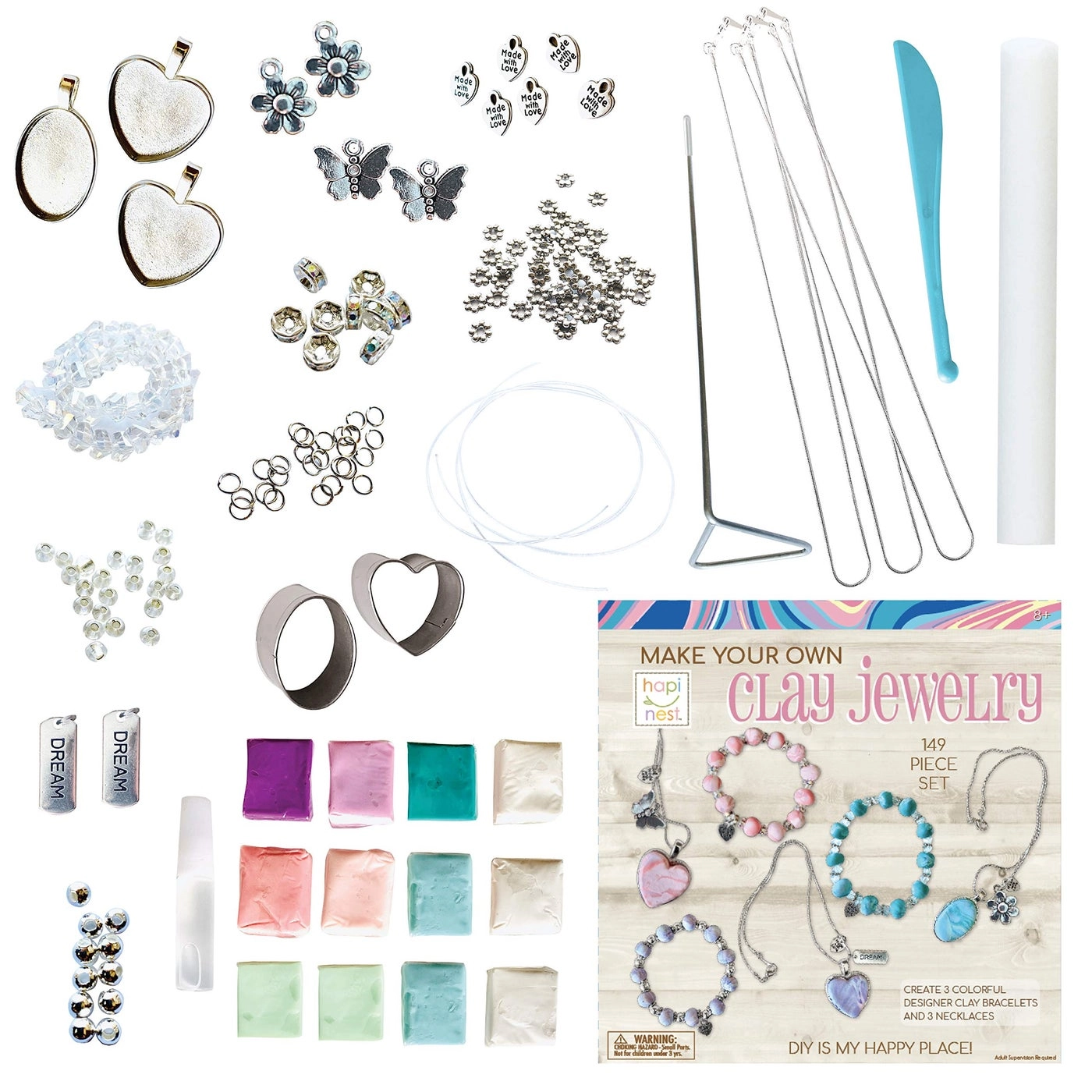 Make Your Own Clay Jewelry Making Kit - 3 Bracelets 3 Necklaces Polymer Clay
