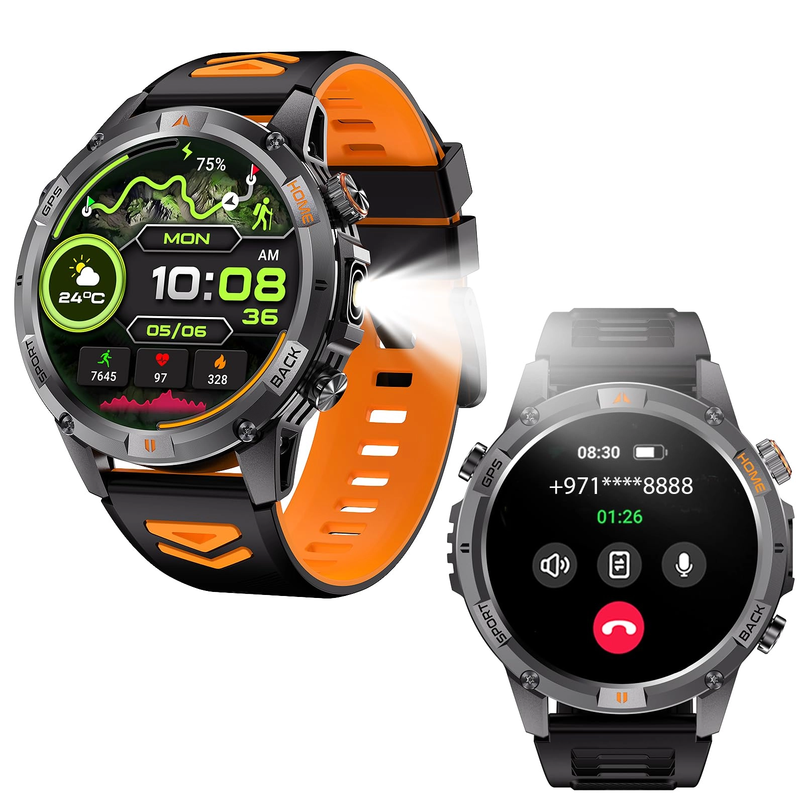 Bostbo Military Smart Watch - Built-in GPS 1.46 Inches IPS