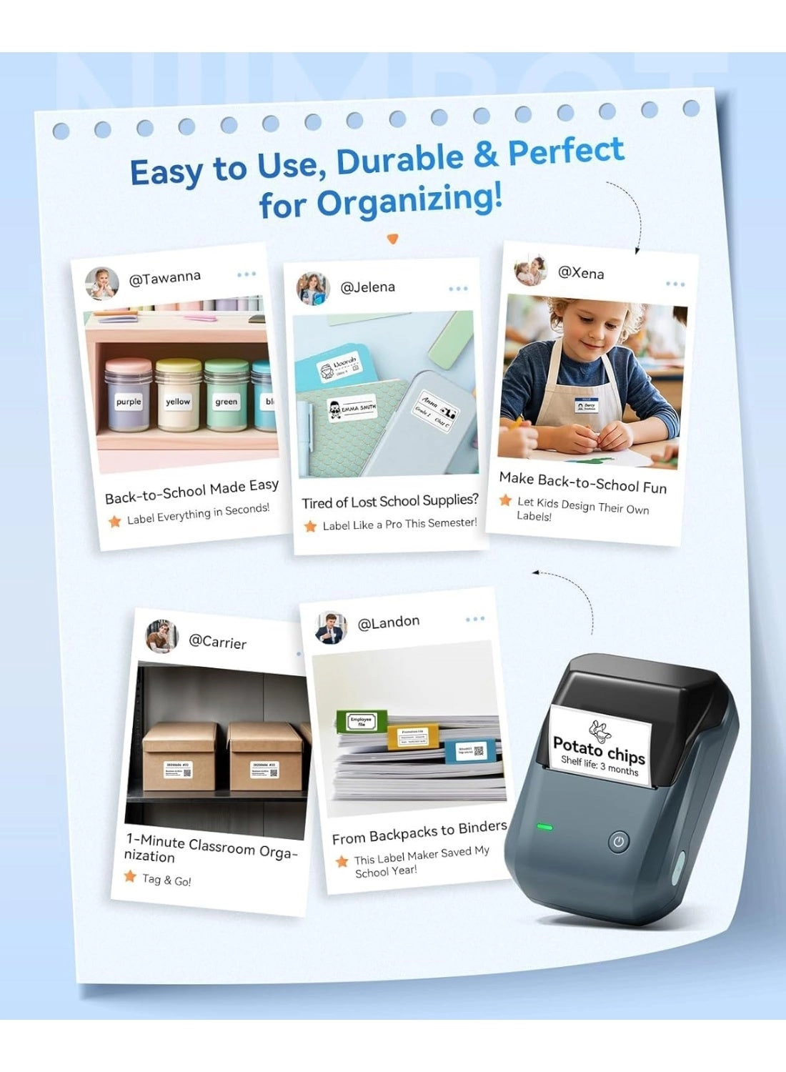 B1 - Label Maker 50*30mm Labels Space Blue