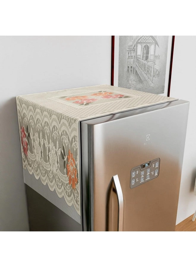 Fridge Top Cover - Net Jhalar Cotton Cream