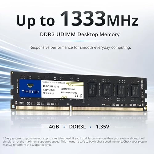 DDR3/DDR3L 1333MHz PC3-10600 240-Pin UDIMM - 4GB 1333MHz 240-Pin DDR3/DDR3L