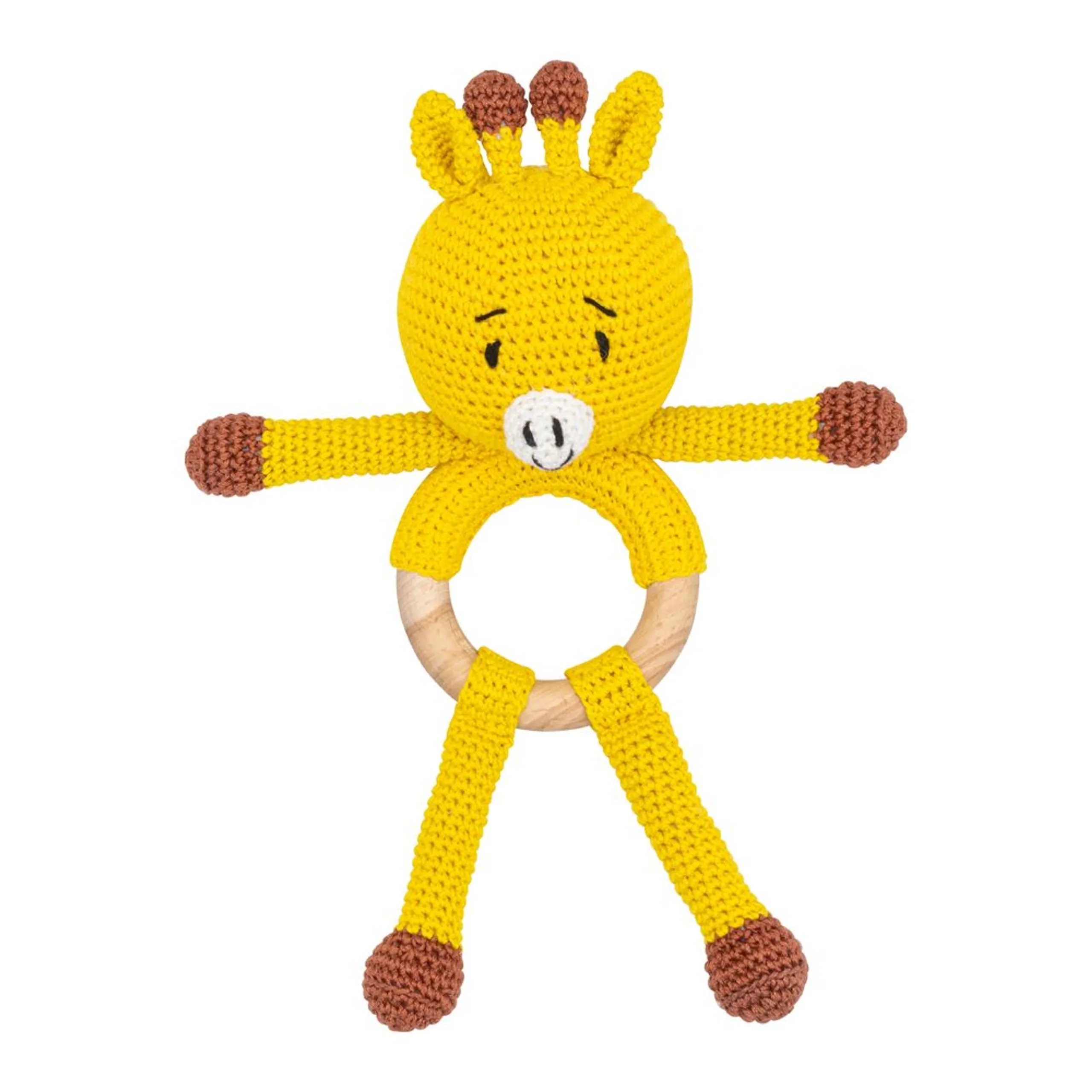 Handcrafted Crochet Toy With Teething Ring - premium cotton yarn