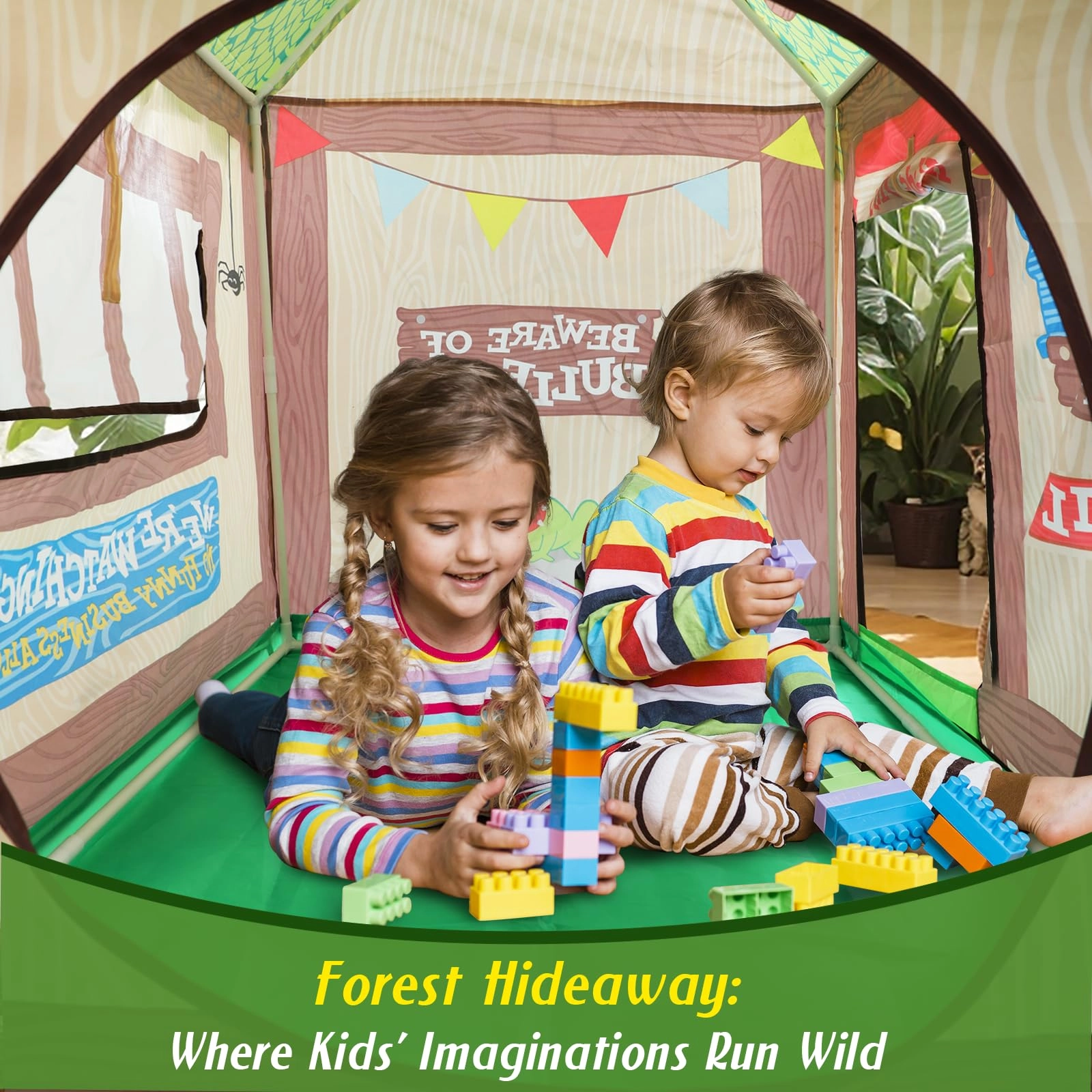 Kids Play Tent - 97cm L x 67.5cm W x 107.5cm H Jungle Green