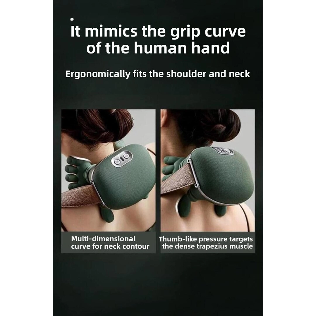 Heated Hand-Shaped Portable Rechargeable Massager - Neck Back Leg Shoulder